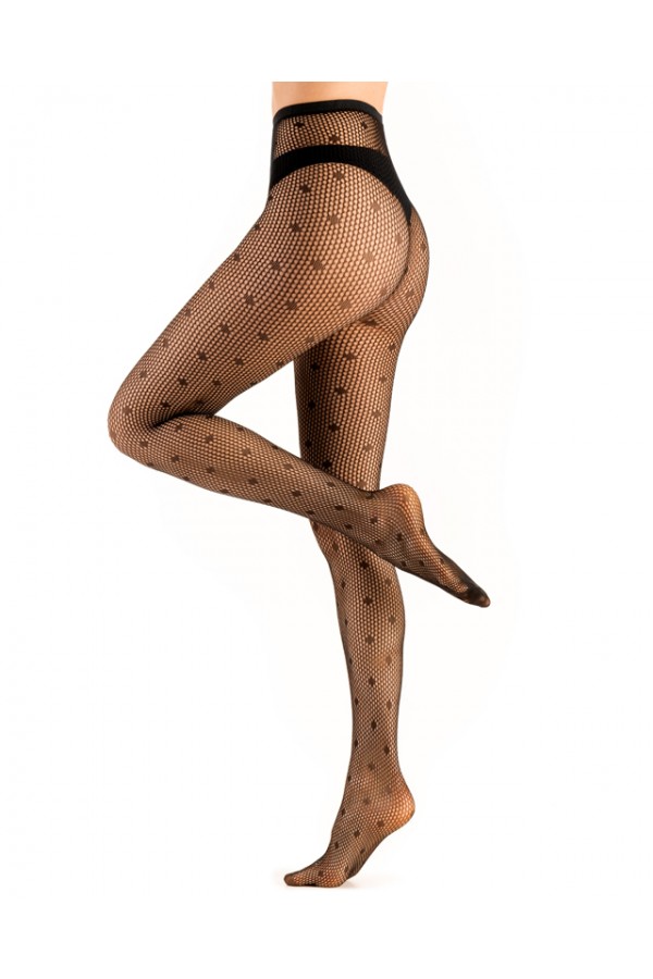 WOMEN'S FISHNET TIGHTS WITH POLKA...