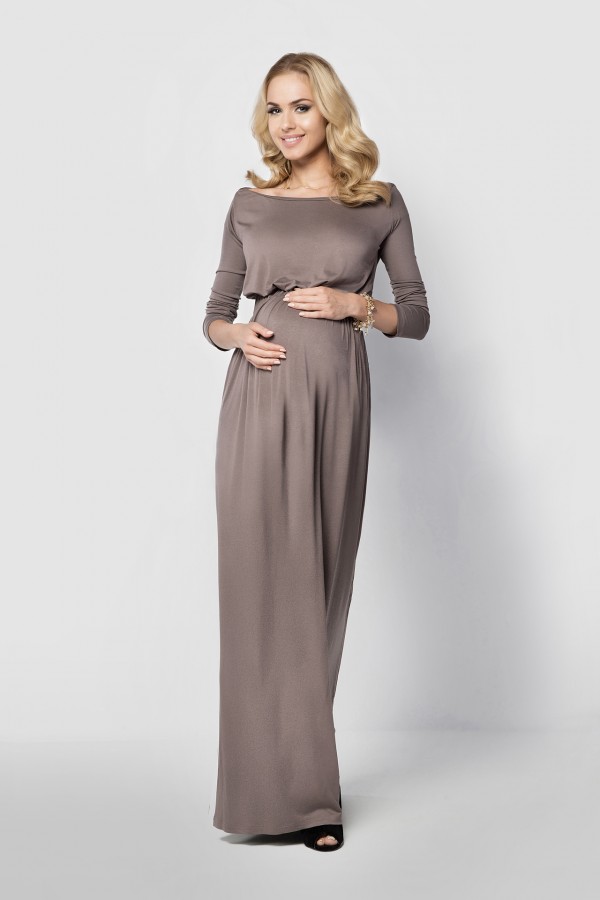 Elegancka, długa sukienka ciążowa