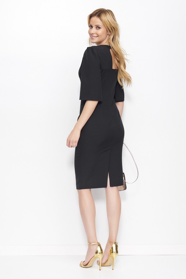 Midi Puff Dress with Open Back •...